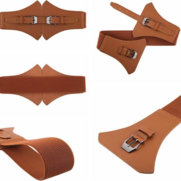 Women Elastic Wide Band Dress Belt Cinch Stretch Fashion Vintage Waistband PU - Picture 2 of 5